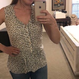 Anthropologie ivory patterned blouse